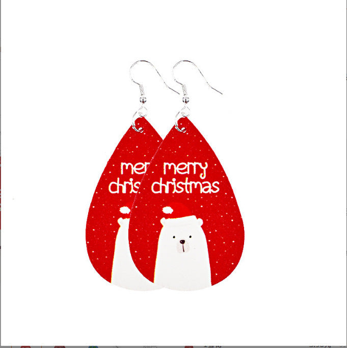 Wholesale Christmas Earrings Christmas Tree Snowflake Elk PU Leather Earrings